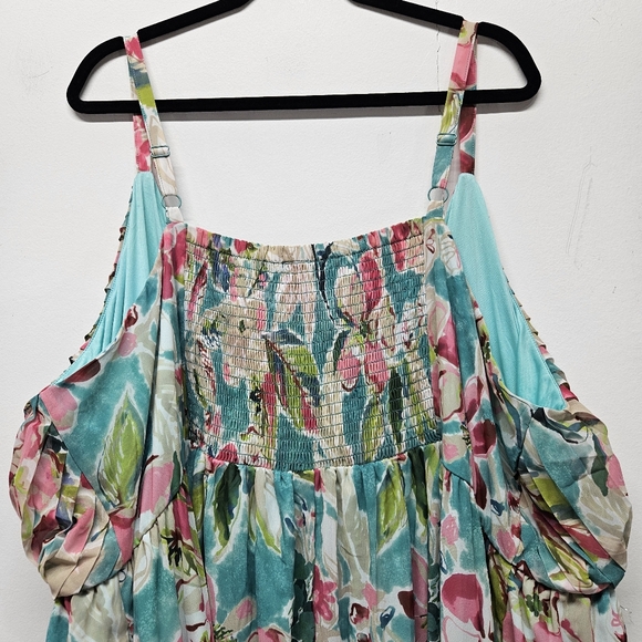 Torrid Floral Asymmetrical Dress - Pink and Green - Picture 12 of 16